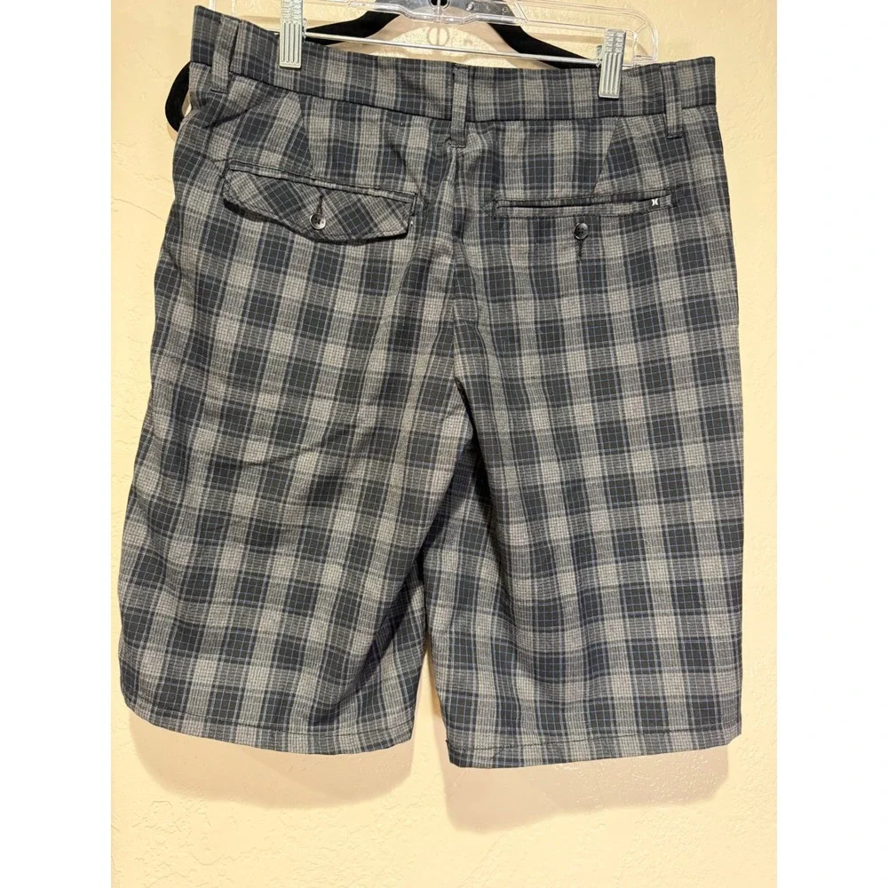 Hurley Mens Plaid Walk Shorts Grey Black Blue‎ MW606NOM2 Size 30